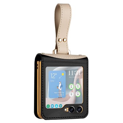 For Samsung Galaxy Z Flip5 Skin Feel Full Coverage Crossbody Phone Case with Hand Strap/Lanyard(Black) - Galaxy Z Flip5 Cases by buy2fix | Online Shopping UK | buy2fix