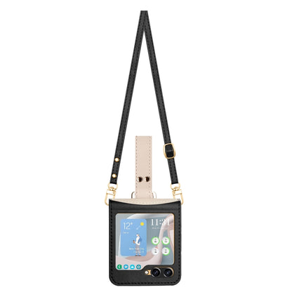For Samsung Galaxy Z Flip5 Skin Feel Full Coverage Crossbody Phone Case with Hand Strap/Lanyard(Black) - Galaxy Z Flip5 Cases by buy2fix | Online Shopping UK | buy2fix