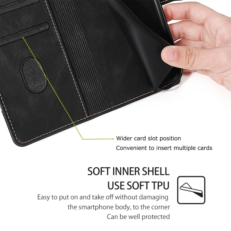 For Motorola Edge 5G 2024 Skin Feel Magnetic Buckle Leather Phone Case(Black) by buy2fix