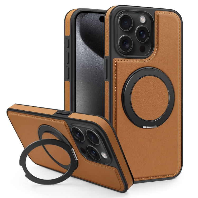 For iPhone 15 Pro Max Yashi 360 Degree Rotating MagSafe Bracket Phone Case(Brown) - iPhone 15 Pro Max Cases by buy2fix | Online Shopping UK | buy2fix