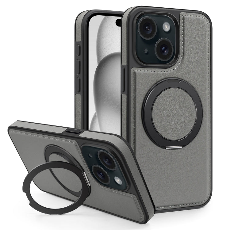 For iPhone 15 Plus Yashi 360 Degree Rotating MagSafe Bracket Phone Case(Grey) - iPhone 15 Plus Cases by buy2fix | Online Shopping UK | buy2fix