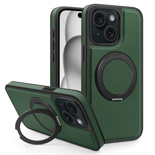For iPhone 15 Plus Yashi 360 Degree Rotating MagSafe Bracket Phone Case(Dark Green) - iPhone 15 Plus Cases by buy2fix | Online Shopping UK | buy2fix