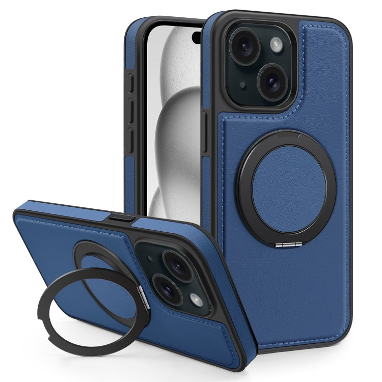 For iPhone 15 Plus Yashi 360 Degree Rotating MagSafe Bracket Phone Case(Blue) - iPhone 15 Plus Cases by buy2fix | Online Shopping UK | buy2fix