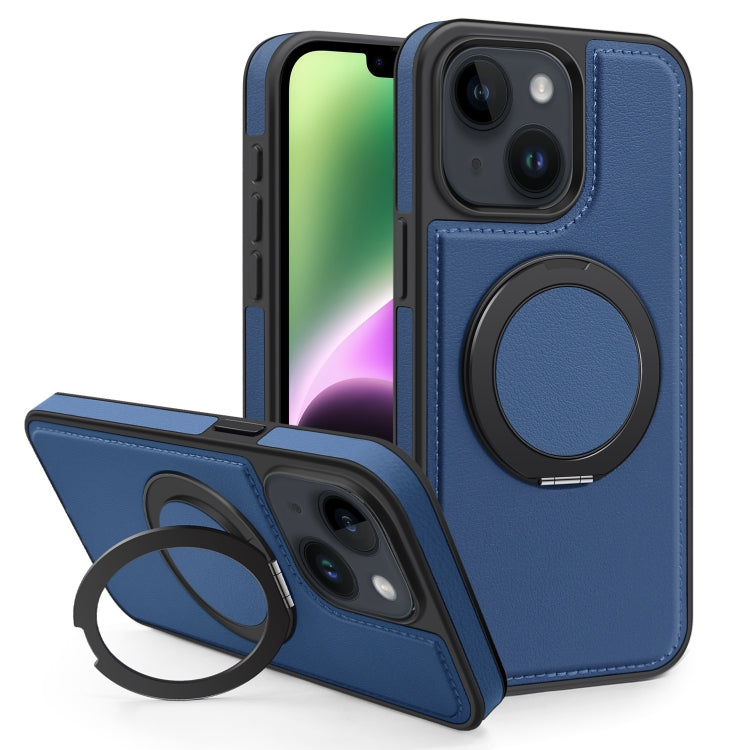 For iPhone 14 Plus Yashi 360 Degree Rotating MagSafe Bracket Phone Case(Blue) - iPhone 14 Plus Cases by buy2fix | Online Shopping UK | buy2fix