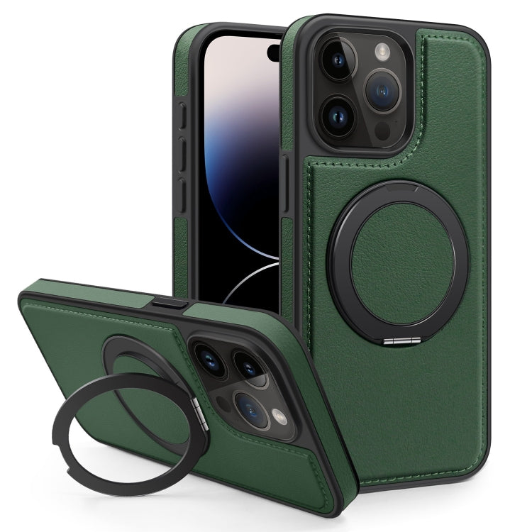 For iPhone 14 Pro Yashi 360 Degree Rotating MagSafe Bracket Phone Case(Dark Green) - iPhone 14 Pro Cases by buy2fix | Online Shopping UK | buy2fix