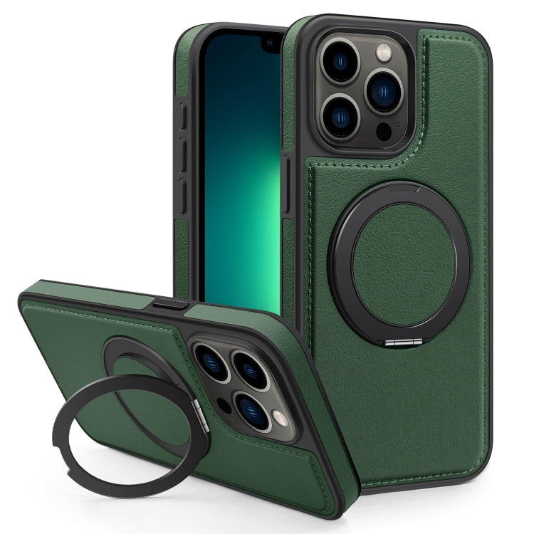 For iPhone 13 Pro Max Yashi 360 Degree Rotating MagSafe Bracket Phone Case(Dark Green) by buy2fix
