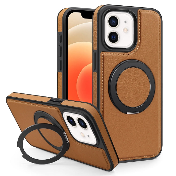 For iPhone 12 Yashi 360 Degree Rotating MagSafe Bracket Phone Case(Brown) - iPhone 12 / 12 Pro Cases by buy2fix | Online Shopping UK | buy2fix