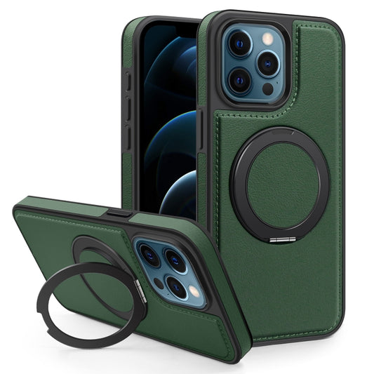 For iPhone 12 Pro Max Yashi 360 Degree Rotating MagSafe Bracket Phone Case(Dark Green) - iPhone 12 Pro Max Cases by buy2fix | Online Shopping UK | buy2fix