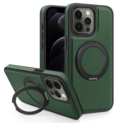 For iPhone 12 Pro Yashi 360 Degree Rotating MagSafe Bracket Phone Case(Dark Green) - iPhone 12 / 12 Pro Cases by buy2fix | Online Shopping UK | buy2fix