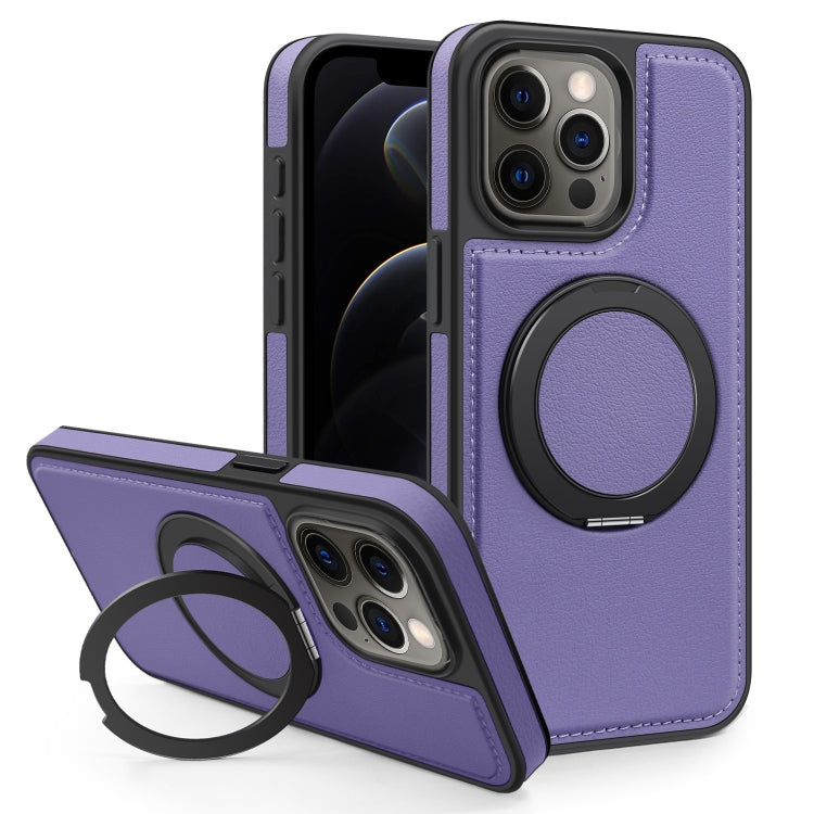 For iPhone 12 Pro Yashi 360 Degree Rotating MagSafe Bracket Phone Case(Purple) - iPhone 12 / 12 Pro Cases by buy2fix | Online Shopping UK | buy2fix