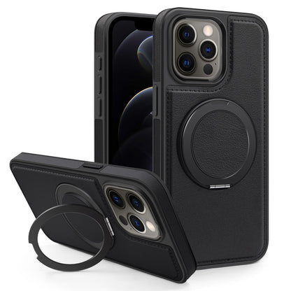 For iPhone 12 Pro Yashi 360 Degree Rotating MagSafe Bracket Phone Case(Black) - iPhone 12 / 12 Pro Cases by buy2fix | Online Shopping UK | buy2fix