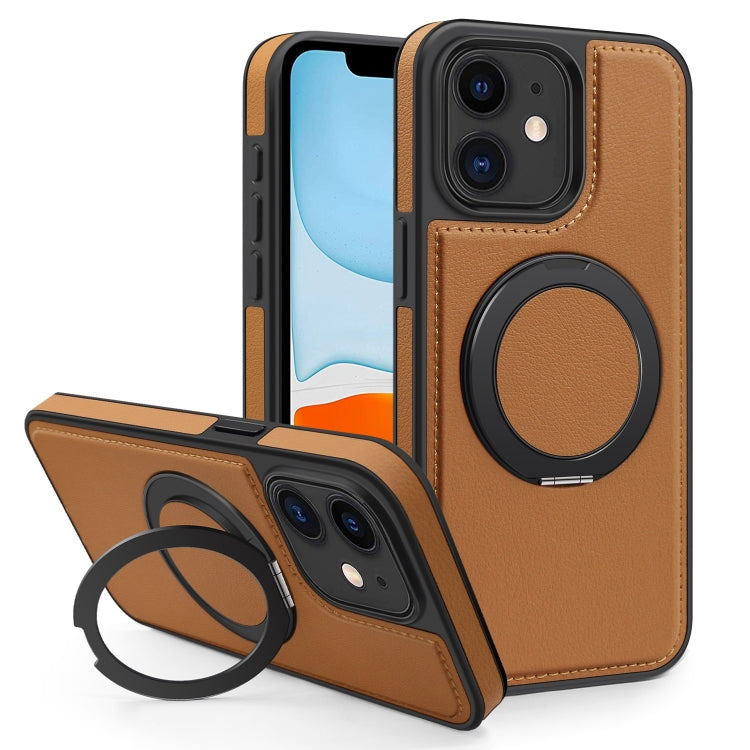 For iPhone 11 Yashi 360 Degree Rotating MagSafe Bracket Phone Case(Brown) - iPhone 11 Cases by buy2fix | Online Shopping UK | buy2fix