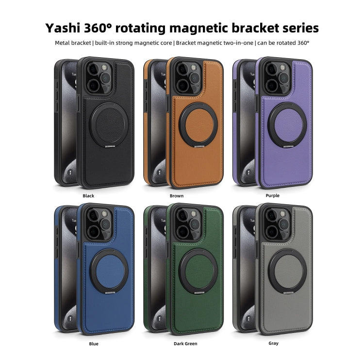 For iPhone 15 Yashi 360 Degree Rotating MagSafe Bracket Phone Case(Dark Green) - iPhone 15 Cases by buy2fix | Online Shopping UK | buy2fix