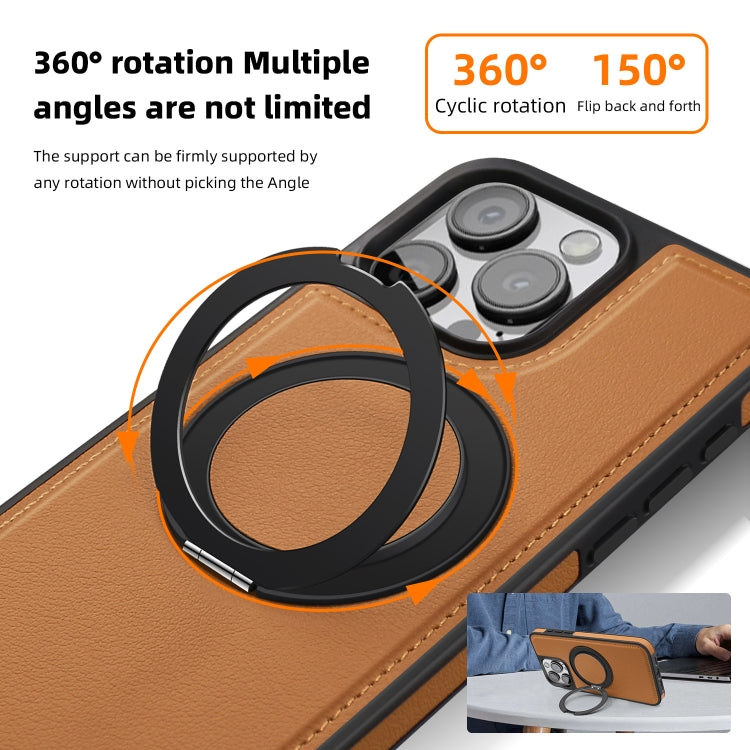 For iPhone 14 Plus Yashi 360 Degree Rotating MagSafe Bracket Phone Case(Brown) - iPhone 14 Plus Cases by buy2fix | Online Shopping UK | buy2fix