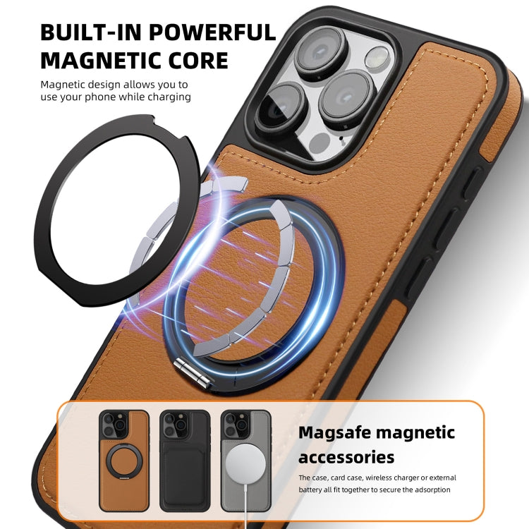 For iPhone 14 Plus Yashi 360 Degree Rotating MagSafe Bracket Phone Case(Brown) - iPhone 14 Plus Cases by buy2fix | Online Shopping UK | buy2fix