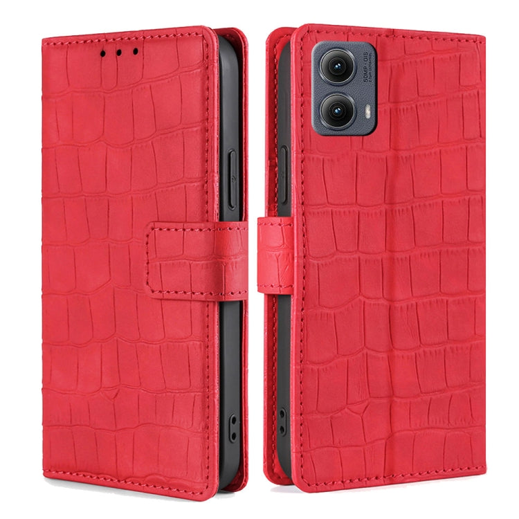 For Motorola Edge 5G 2024 Skin Feel Crocodile Magnetic Clasp Leather Phone Case(Red) - Motorola Cases by buy2fix | Online Shopping UK | buy2fix