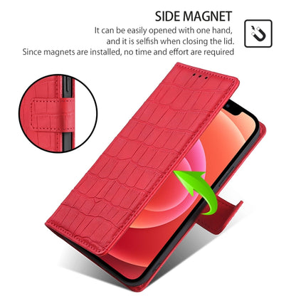 For Motorola Edge 5G 2024 Skin Feel Crocodile Magnetic Clasp Leather Phone Case(Red) - Motorola Cases by buy2fix | Online Shopping UK | buy2fix