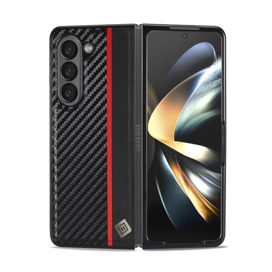 For Samsung Galaxy Z Fold7 5G LC.IMEEKE 3 in 1 Carbon Fiber Texture Shockproof Phone Case(Black)
