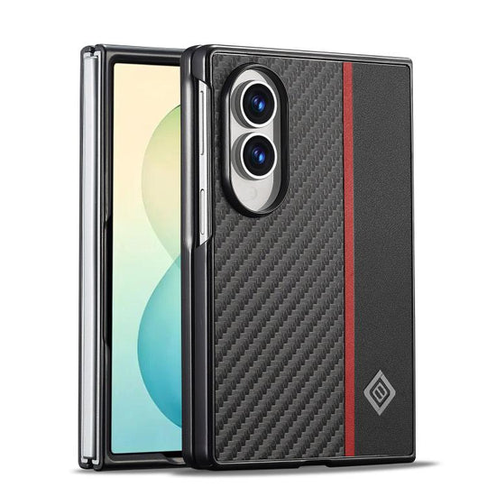 For Galaxy Z Fold8 5G LC.IMEEKE 3 in 1 Carbon Fiber Texture Shockproof Phone Case(Black)
