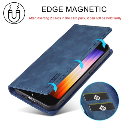 For iPhone SE 2024 LC.IMEEKE Strong Magnetic Leather Phone Case with Holder & Card Slots & Wallet(Blue) - More iPhone Cases by LC.IMEEKE | Online Shopping UK | buy2fix