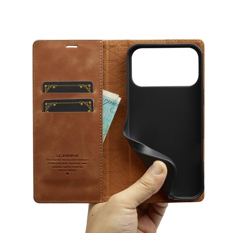 For iPhone 17 Pro Max LC.IMEEKE Strong Magnetism Microfiber Leather Phone Case(Brown) - iPhone 17 Pro Max Cases by LC.IMEEKE | Online Shopping UK | buy2fix