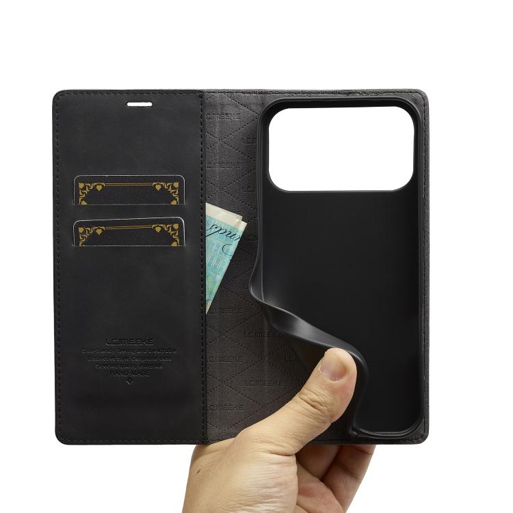 For iPhone 17 Pro LC.IMEEKE Strong Magnetism Microfiber Leather Phone Case(Black) - iPhone 17 Pro Cases by LC.IMEEKE | Online Shopping UK | buy2fix