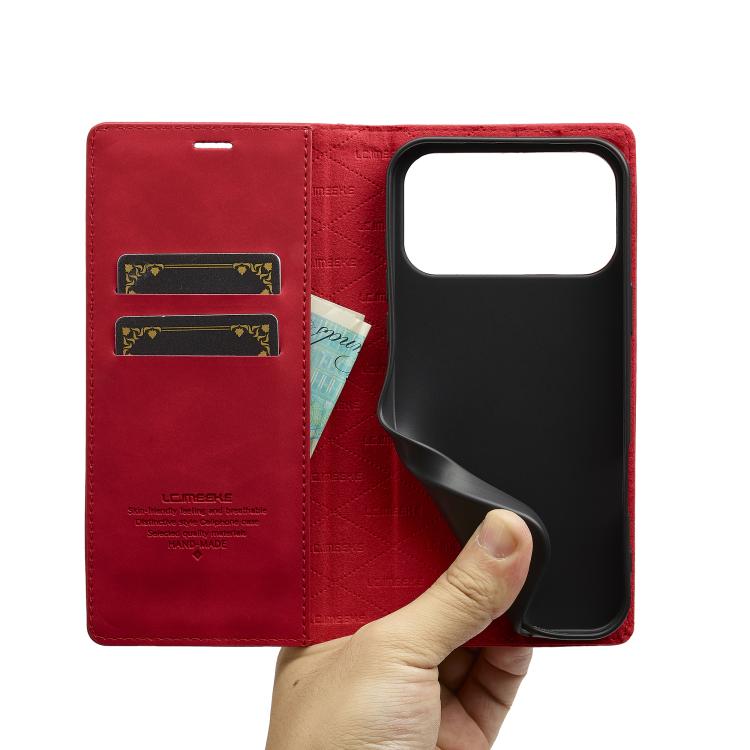 For iPhone 17 Pro LC.IMEEKE Strong Magnetism Microfiber Leather Phone Case(Red) - iPhone 17 Pro Cases by LC.IMEEKE | Online Shopping UK | buy2fix