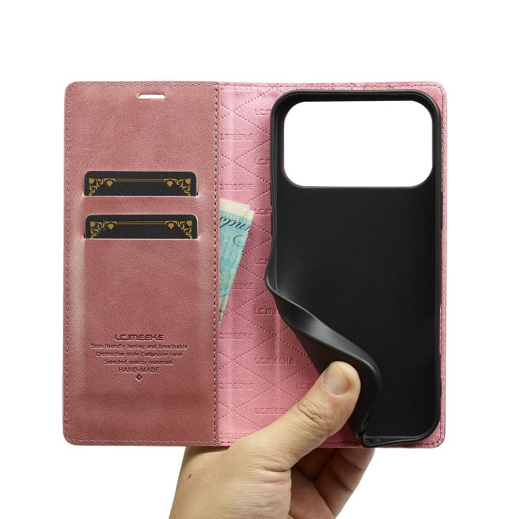 For iPhone 17 Pro LC.IMEEKE Strong Magnetism Microfiber Leather Phone Case(Rose Gold) - iPhone 17 Pro Cases by LC.IMEEKE | Online Shopping UK | buy2fix