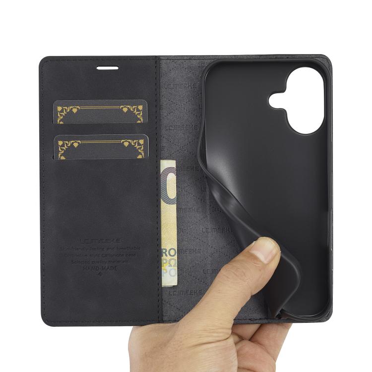 For iPhone 17 LC.IMEEKE Strong Magnetism Microfiber Leather Phone Case(Black) - iPhone 17 Cases by LC.IMEEKE | Online Shopping UK | buy2fix