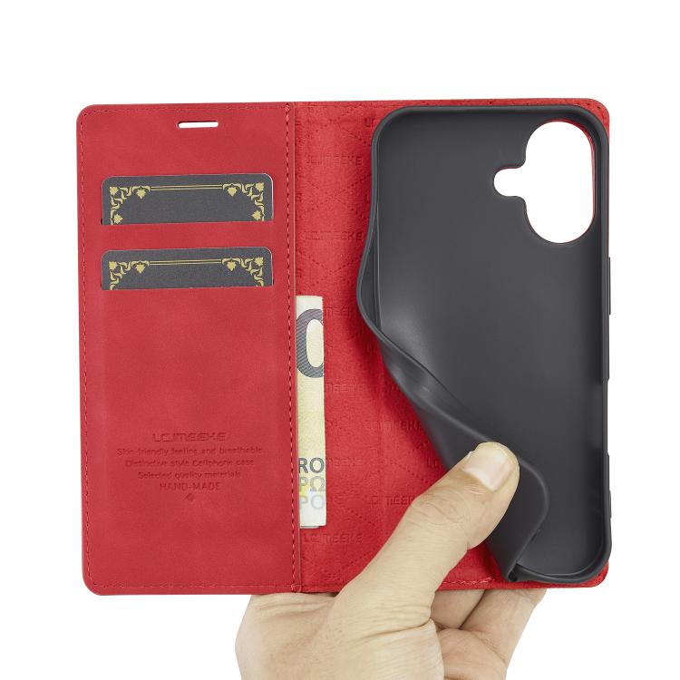 For iPhone 17 LC.IMEEKE Strong Magnetism Microfiber Leather Phone Case(Red) - iPhone 17 Cases by LC.IMEEKE | Online Shopping UK | buy2fix