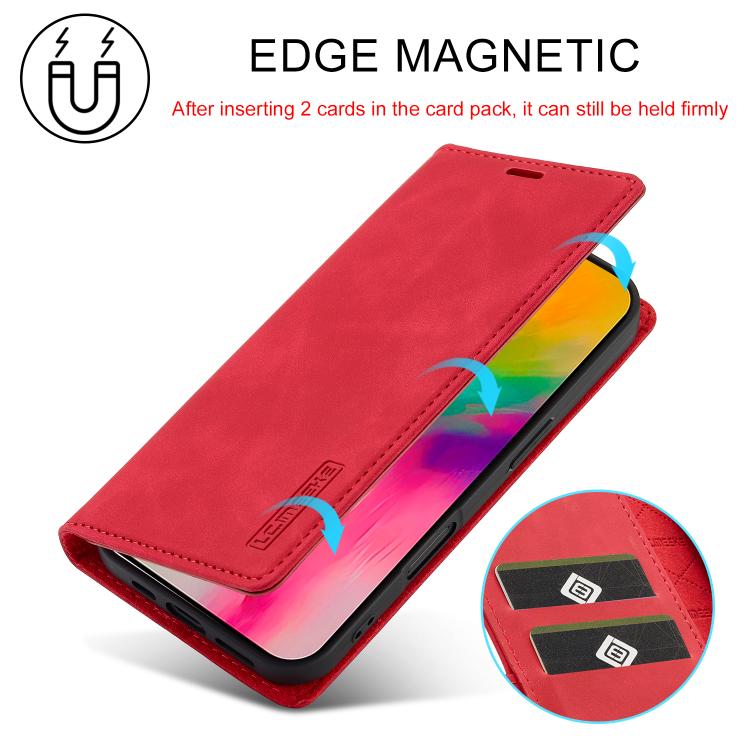 For iPhone 17 LC.IMEEKE Strong Magnetism Microfiber Leather Phone Case(Red) - iPhone 17 Cases by LC.IMEEKE | Online Shopping UK | buy2fix