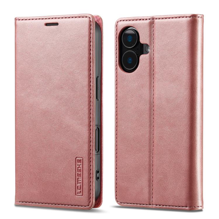 For iPhone 17 LC.IMEEKE Strong Magnetism Microfiber Leather Phone Case(Rose Gold) - iPhone 17 Cases by LC.IMEEKE | Online Shopping UK | buy2fix