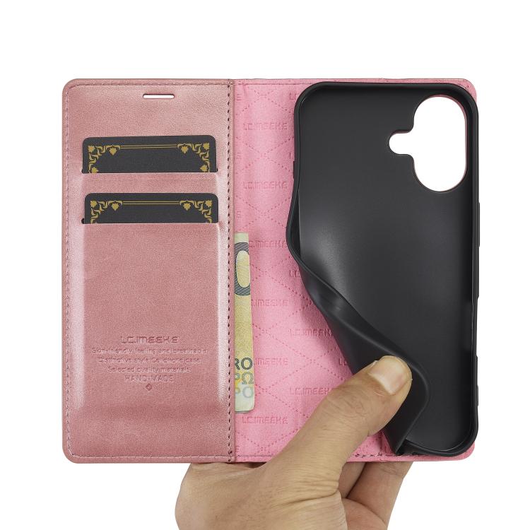 For iPhone 17 LC.IMEEKE Strong Magnetism Microfiber Leather Phone Case(Rose Gold) - iPhone 17 Cases by LC.IMEEKE | Online Shopping UK | buy2fix