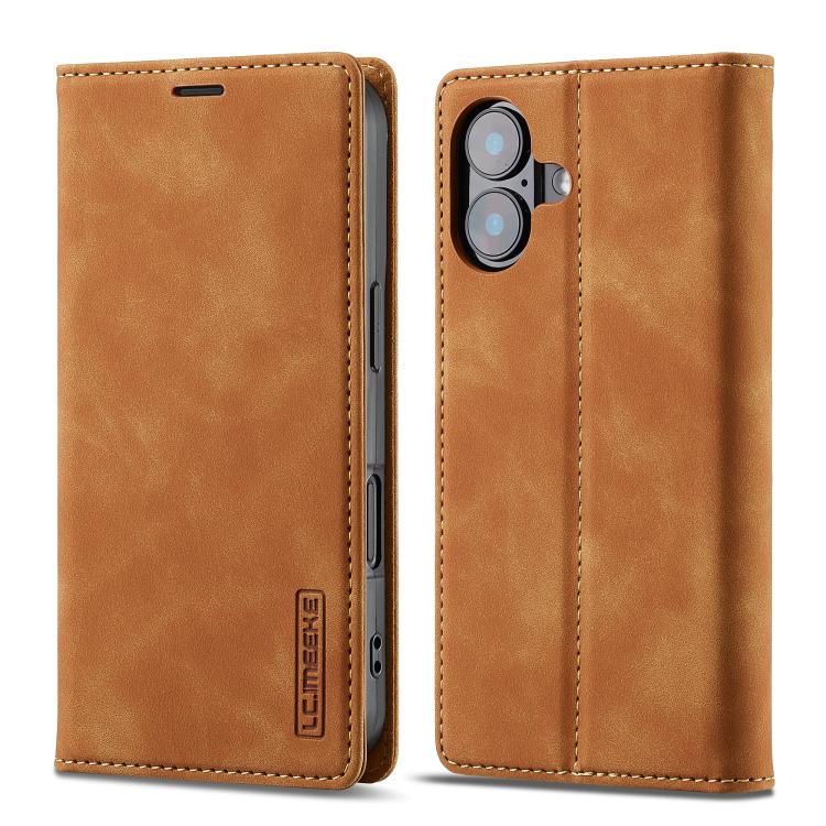 For iPhone 17 LC.IMEEKE Strong Magnetism Microfiber Leather Phone Case(Brown) - iPhone 17 Cases by LC.IMEEKE | Online Shopping UK | buy2fix