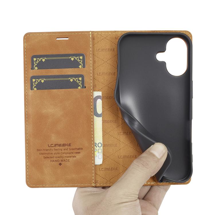For iPhone 17 LC.IMEEKE Strong Magnetism Microfiber Leather Phone Case(Brown) - iPhone 17 Cases by LC.IMEEKE | Online Shopping UK | buy2fix