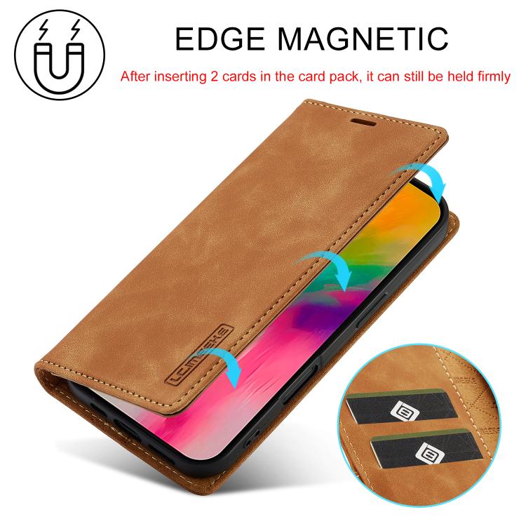 For iPhone 17 LC.IMEEKE Strong Magnetism Microfiber Leather Phone Case(Brown) - iPhone 17 Cases by LC.IMEEKE | Online Shopping UK | buy2fix