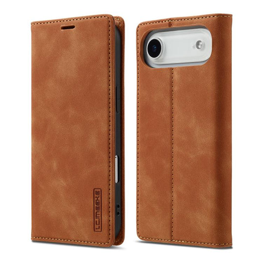 For iPhone Air LC.IMEEKE Strong Magnetism Microfiber Leather Phone Case(Brown)