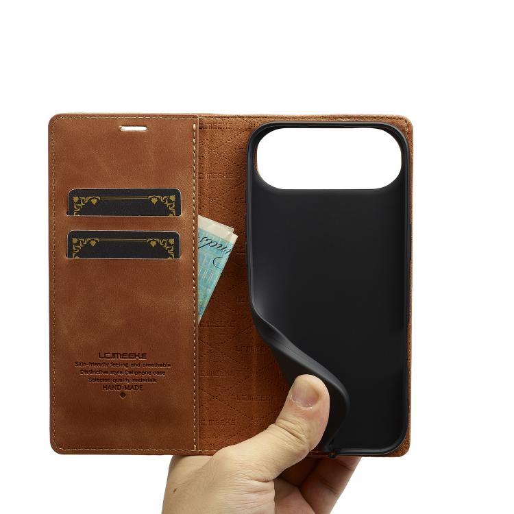For iPhone 17 Air LC.IMEEKE Strong Magnetism Microfiber Leather Phone Case(Brown) - iPhone 17 Air Cases by LC.IMEEKE | Online Shopping UK | buy2fix