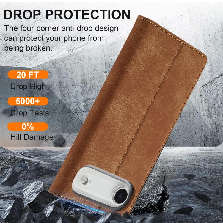 For iPhone 17 Air LC.IMEEKE Strong Magnetism Microfiber Leather Phone Case(Brown) - iPhone 17 Air Cases by LC.IMEEKE | Online Shopping UK | buy2fix