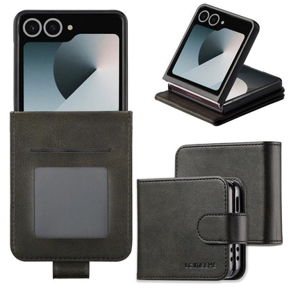 For Samsung Galaxy Z Flip7 5G LC.IMEEKE Calf Texture Leather Phone Case(Black) - Galaxy Z Flip7 5G Cases by LC.IMEEKE | Online Shopping UK | buy2fix