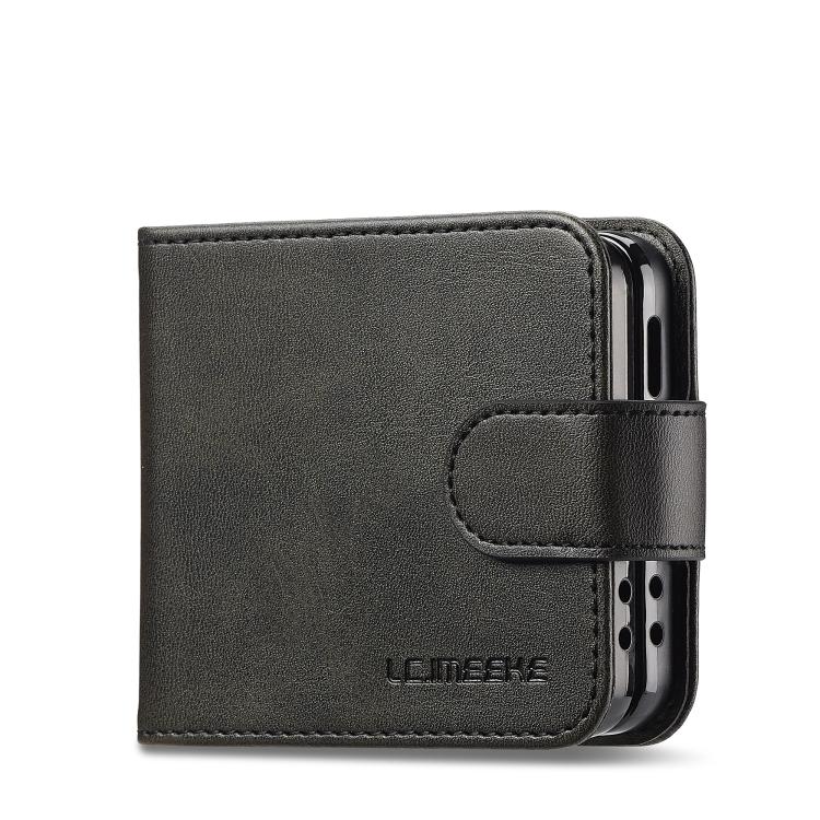 For Samsung Galaxy Z Flip7 5G LC.IMEEKE Calf Texture Leather Phone Case(Black) - Galaxy Z Flip7 5G Cases by LC.IMEEKE | Online Shopping UK | buy2fix