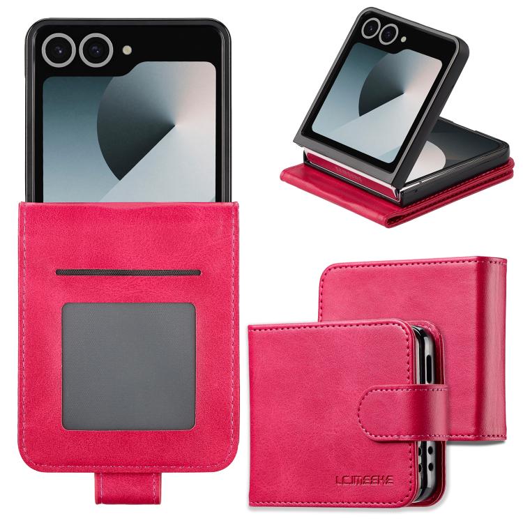 For Samsung Galaxy Z Flip7 5G LC.IMEEKE Calf Texture Leather Phone Case(Red) - Galaxy Z Flip7 5G Cases by LC.IMEEKE | Online Shopping UK | buy2fix