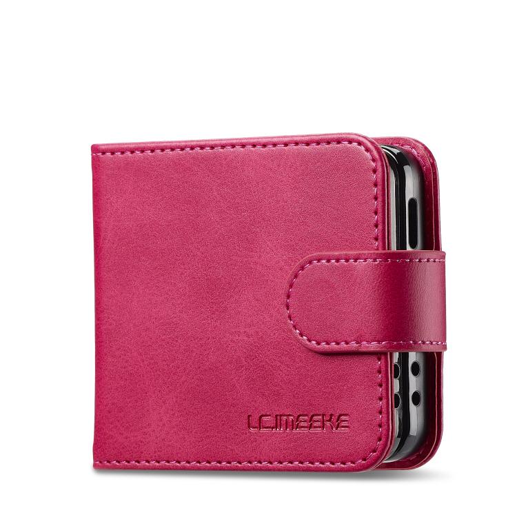 For Samsung Galaxy Z Flip7 5G LC.IMEEKE Calf Texture Leather Phone Case(Red) - Galaxy Z Flip7 5G Cases by LC.IMEEKE | Online Shopping UK | buy2fix