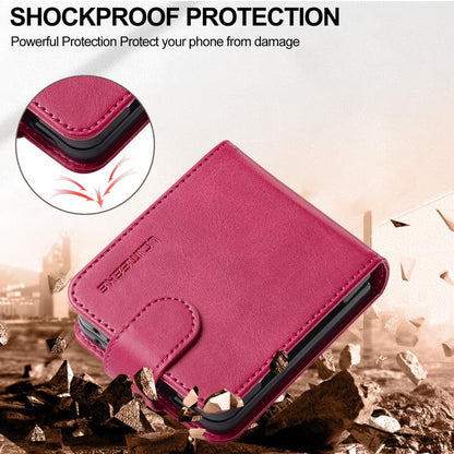 For Samsung Galaxy Z Flip7 5G LC.IMEEKE Calf Texture Leather Phone Case(Red) - Galaxy Z Flip7 5G Cases by LC.IMEEKE | Online Shopping UK | buy2fix