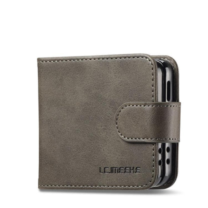 For Samsung Galaxy Z Flip7 5G LC.IMEEKE Calf Texture Leather Phone Case(Grey) - Galaxy Z Flip7 5G Cases by LC.IMEEKE | Online Shopping UK | buy2fix