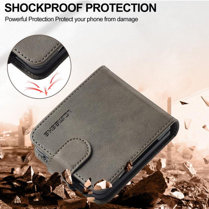 For Samsung Galaxy Z Flip7 5G LC.IMEEKE Calf Texture Leather Phone Case(Grey) - Galaxy Z Flip7 5G Cases by LC.IMEEKE | Online Shopping UK | buy2fix
