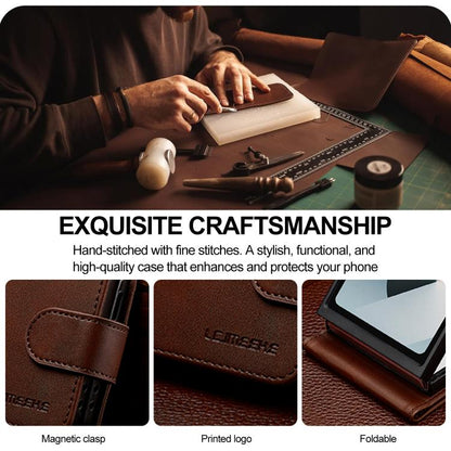 For Samsung Galaxy Z Flip7 5G LC.IMEEKE Calf Texture Leather Phone Case(Coffee) - Galaxy Z Flip7 5G Cases by LC.IMEEKE | Online Shopping UK | buy2fix
