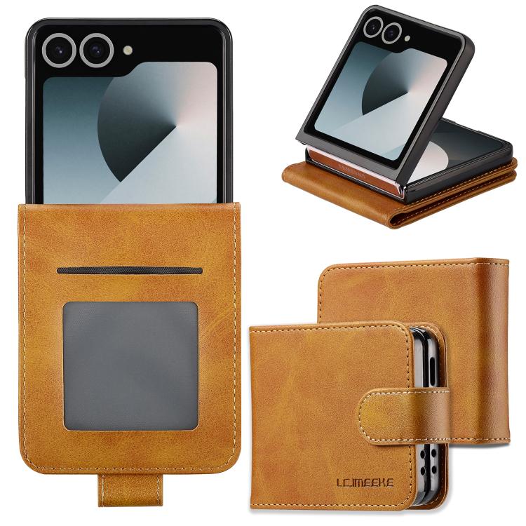 For Samsung Galaxy Z Flip7 5G LC.IMEEKE Calf Texture Leather Phone Case(Brown) - Galaxy Z Flip7 5G Cases by LC.IMEEKE | Online Shopping UK | buy2fix