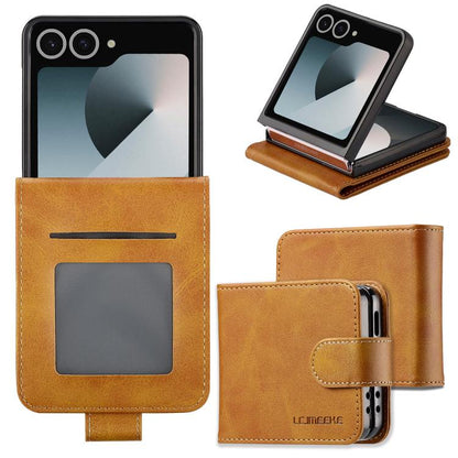 For Samsung Galaxy Z Flip7 5G LC.IMEEKE Calf Texture Leather Phone Case(Brown) - Galaxy Z Flip7 5G Cases by LC.IMEEKE | Online Shopping UK | buy2fix