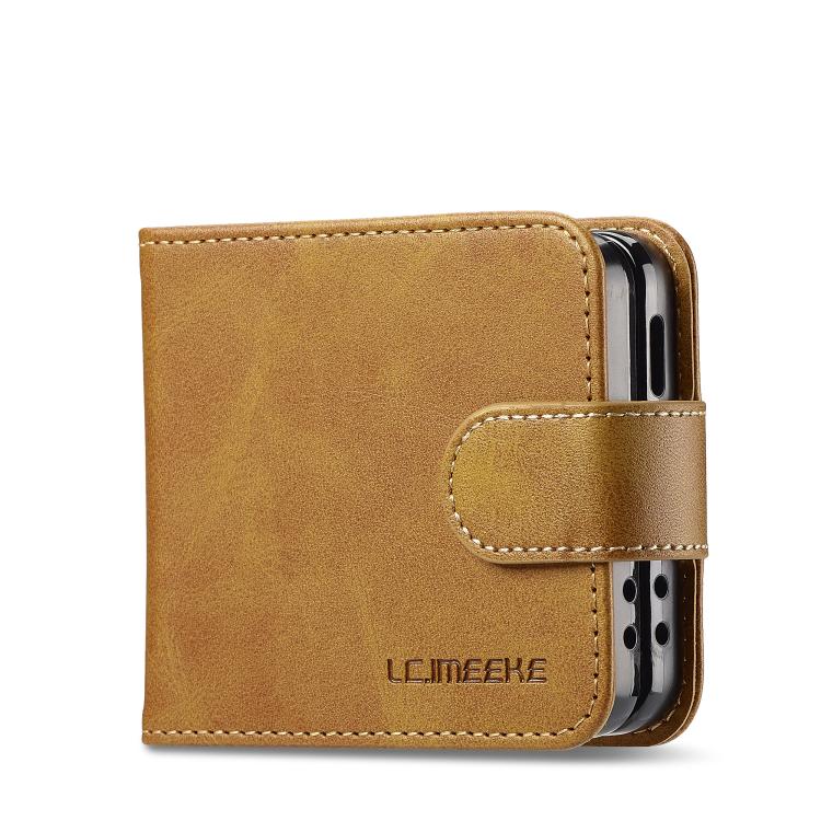 For Samsung Galaxy Z Flip7 5G LC.IMEEKE Calf Texture Leather Phone Case(Brown) - Galaxy Z Flip7 5G Cases by LC.IMEEKE | Online Shopping UK | buy2fix